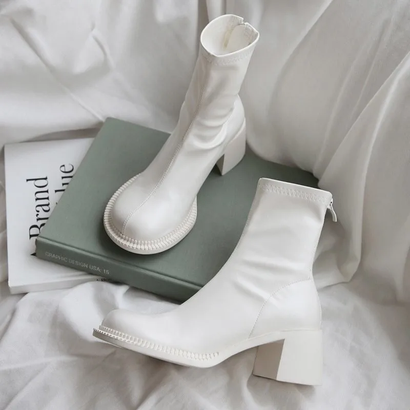 Роскошные Брендовые женские ботильоны на высоком блочном каблуке 2021 зимние