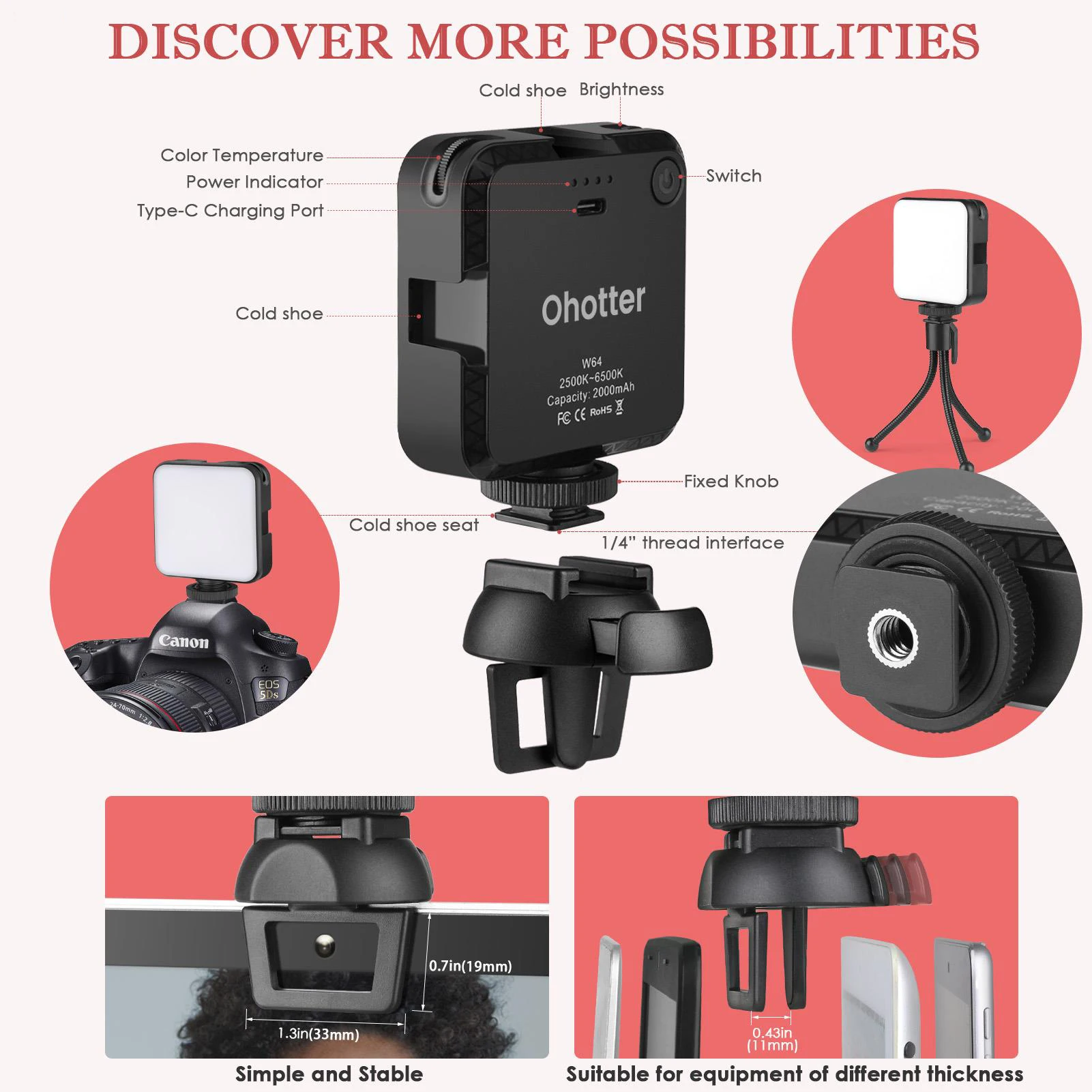 구매 노트북 휴대 전화 카메라 LED 필 라이트 램프 클립 삼각대, 휴대용 조정 가능한 화상 회의 원격 작업 충전식 저렴한 노트북 휴대 전화 카메라 LED 필 라이트 램프 클립 삼각대, 휴대용 조정 가능한 화상 회의 원격 작업 충전식