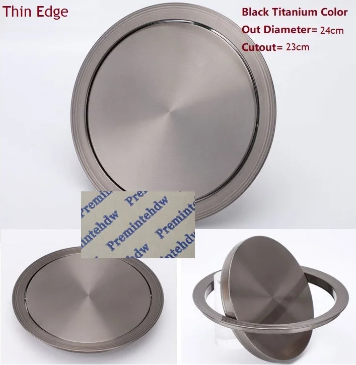 24CM Black Thin Столешница из нержавеющей стали, встроенная откидная крышка для свинга, мусорный желоб для мусора, кухонная ванна, Верхняя втулка, бронза, красное золото - Цвет: 24CM Black Thin