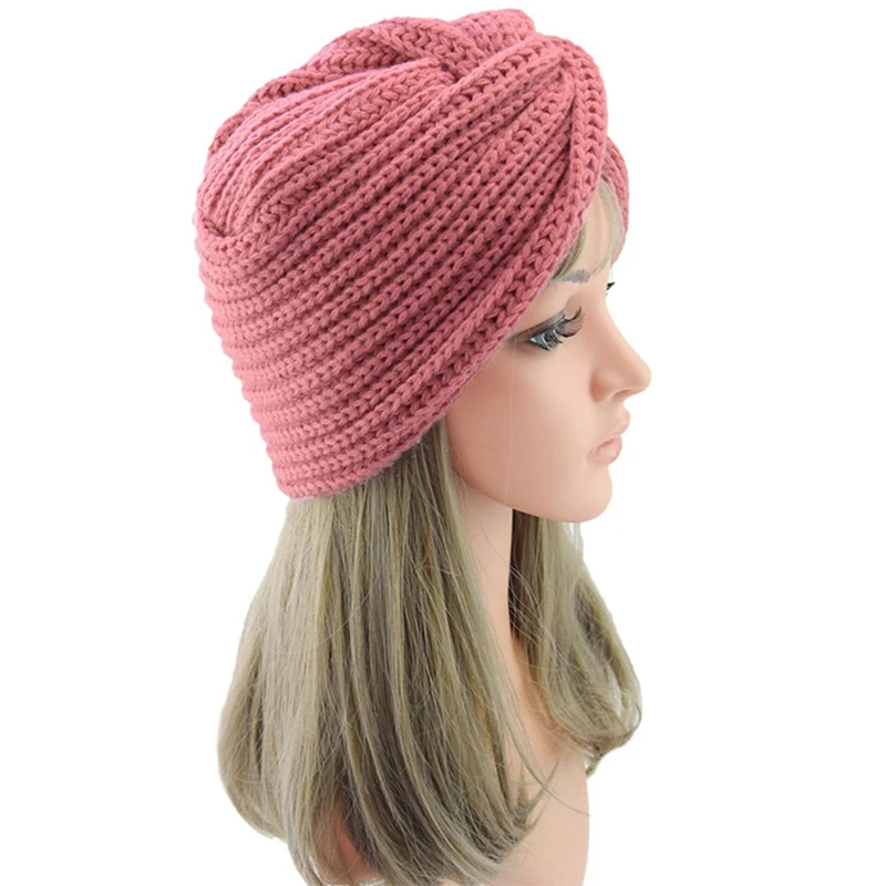 Женская мусульманская Вязаная Шапка бини в стиле хиджаба тюрбан крест накрест