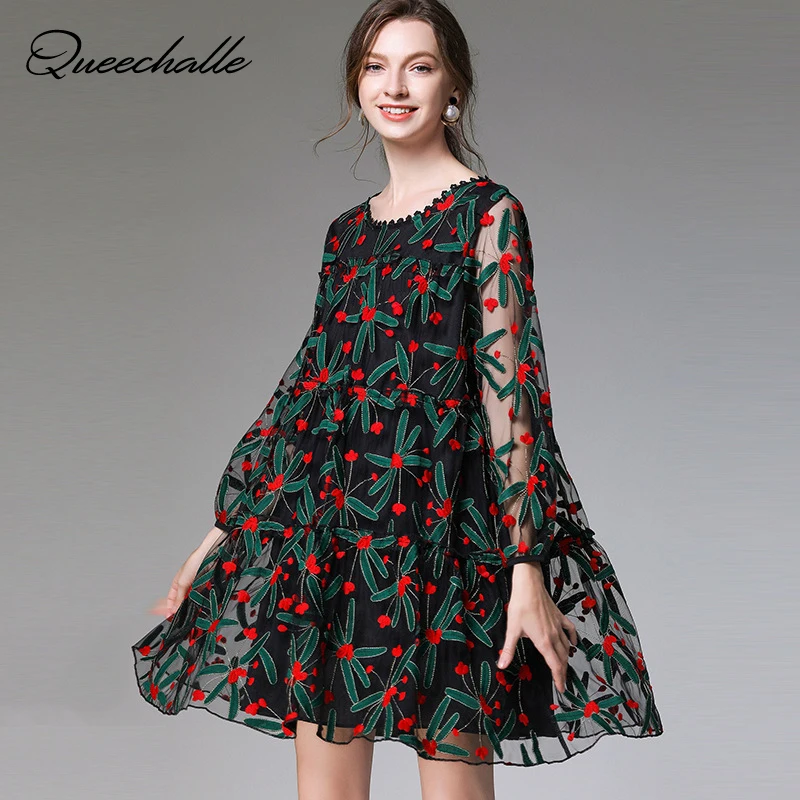2021 весеннее Платье женское винтажное цветочное кружевное платье с вышивкой L XL XXL