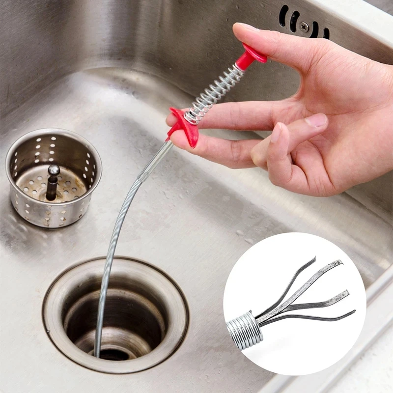 

3pcs 60cm Spring Pipe Dredging Tools Drain Snake Drain Cleaner Sticks Clog Remover Cleaning Tools Household for Kitchen Sink