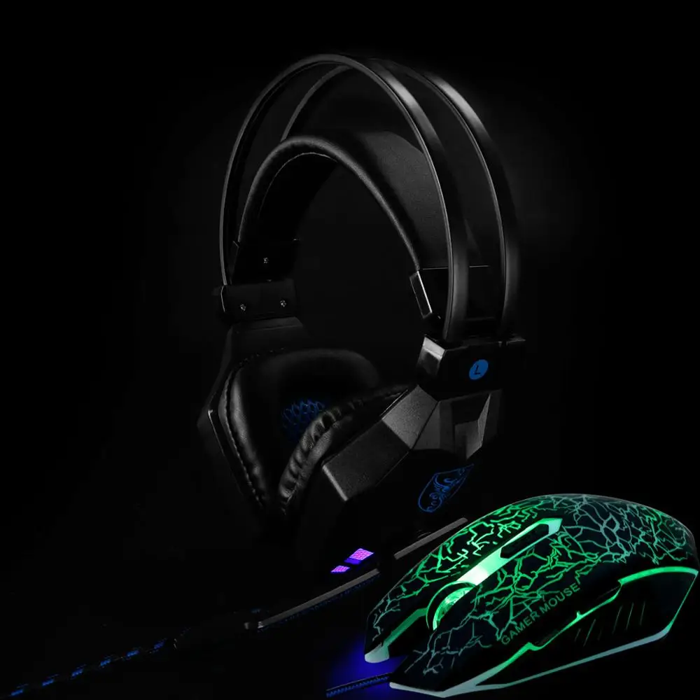 PS850 bk-BJ012 Led 3,5 мм наушники игровая гарнитура с микрофоном для геймеров ПК PS4 игры Стерео Игровые наушники с микрофоном для компьютера - Color: PS850 bk-BJ012