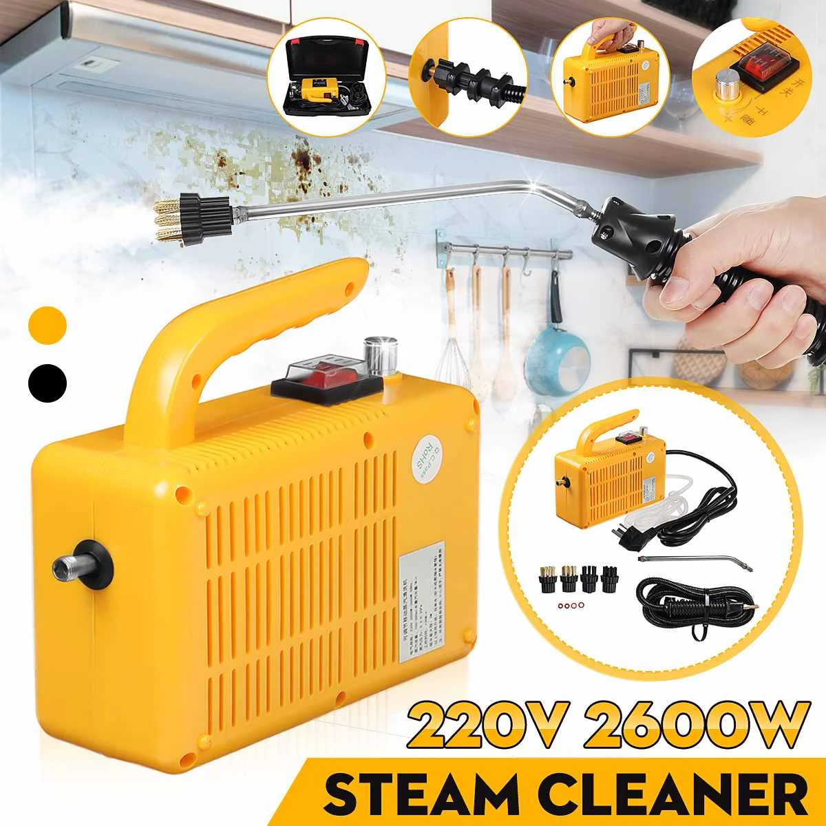 

220V 2600W High Temperature Pressure Steam Cleaner for Rang Hood Air Conditioner Kitchen Home Handheld Sterilizer Disinfector