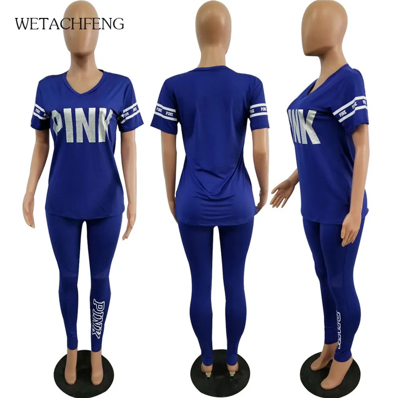 С надписями Pink с принтом спортивный костюм для девочек топ и комплекты длинными