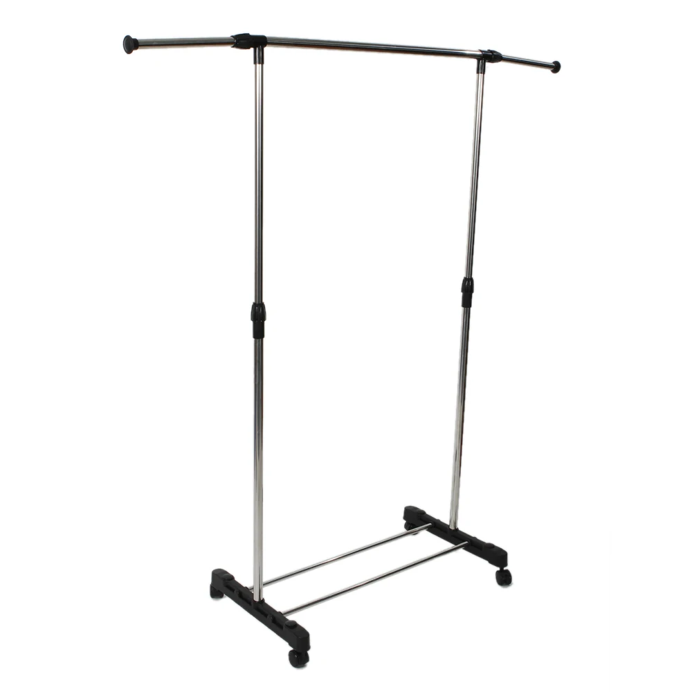 

Single-bar Vertically-stretching Stand Clothes Rack with Shoe Shelf Silver LB88