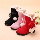 Детские зимние ботинки для девочек, утепленные детские зимние ботинки для девочек, обувь принцессы, Нескользящие Детские теплые ботильоны STQ058
