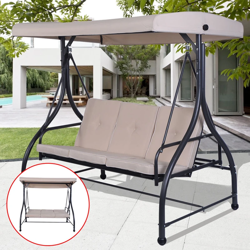 

COSTWAY 3 Seats Cushioned Porch Swing Chair OP3004
