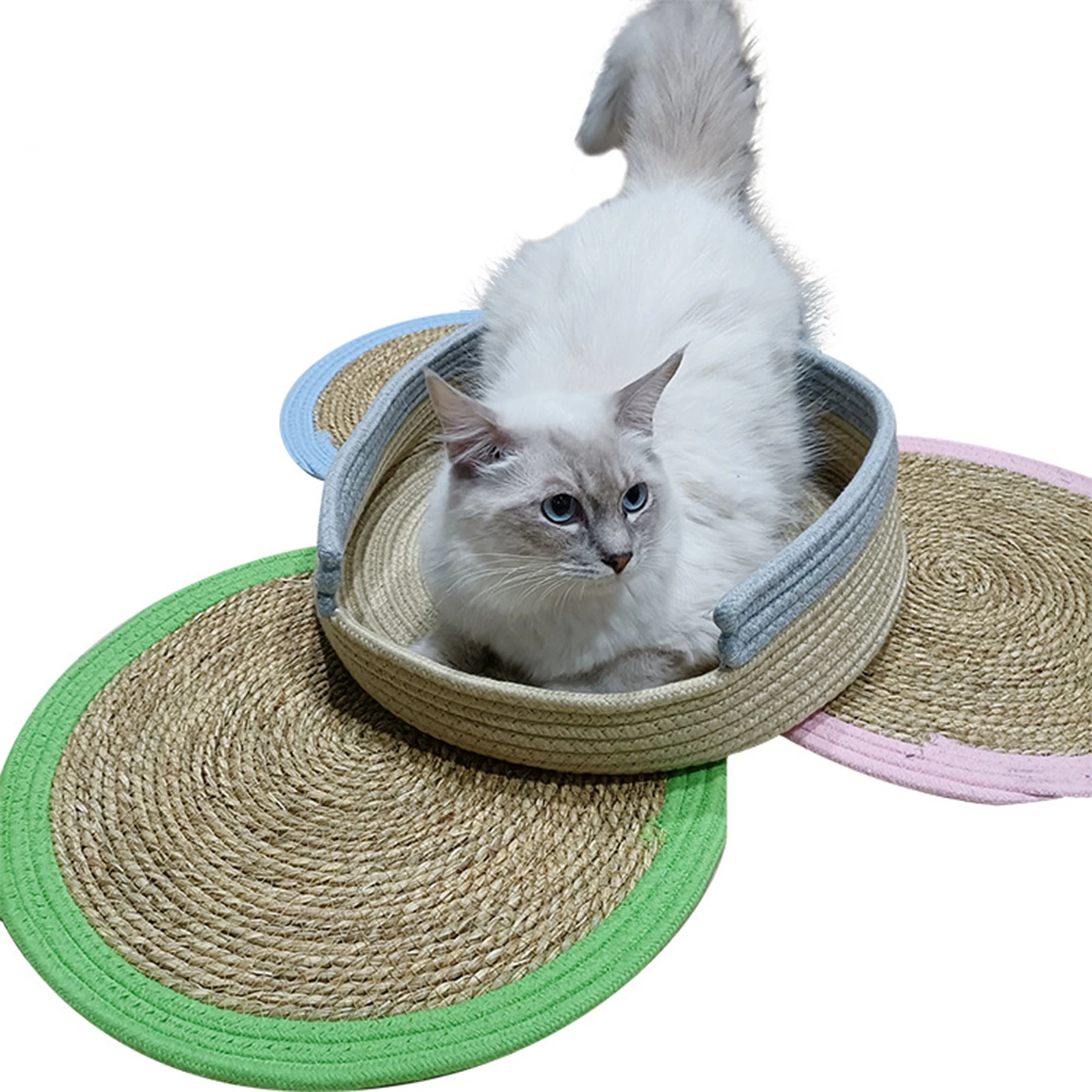 

Складная Лежанка для домашних животных зимняя Осенняя теплая мягкая Лежанка хлопковая веревка тканая кровать для кошек для сна