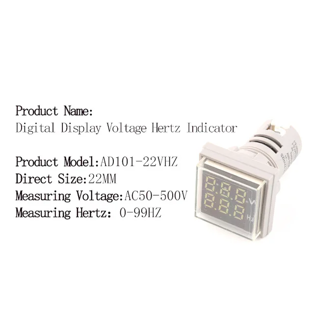 22 мм переменного тока 50-500 В 0-99 Гц круглый квадратный цифровой дисплей измеритель напряжения герцовый измеритель частоты тестер напряжения индикатор сигнальная лампа