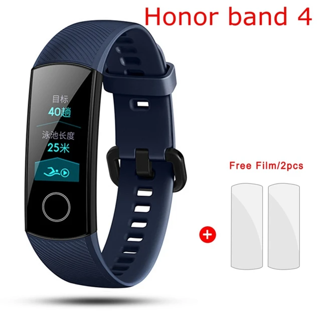 Blue 2pcs film Huawei Honor Band 4 5 умный Браслет 0,9" OLED сенсорный экран Водонепроницаемый Фитнес-трекер Браслет монитор сердечного ритма во время сна - Цвет: Blue 2pcs film