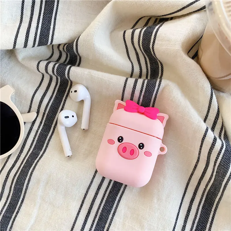 04 Bluetooth наушники чехол для Airpods 2 аксессуары защитный чехол сумка анти-потеря ремень милый мультфильм Мини DIY силиконовые мягкие чехлы - Цвет: 04