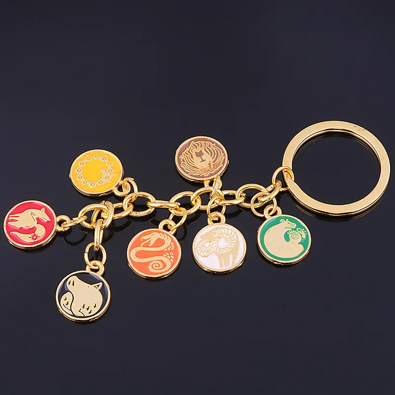 

Seven Deadly Sins Protagonist Tattoo Keychain Anime Peripheral Dragon Fox Snake Pig Sheep Lion Grizzly Bear Animal Color Coin