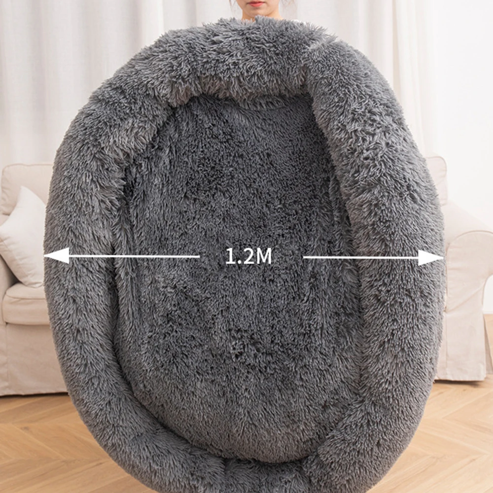 

Успокаивающие лежанки для больших собак 5XL 120 см длинные мягкие плюшевые круглые лежанки для кошек дышащие лежанки для щенков Конура аксесс...