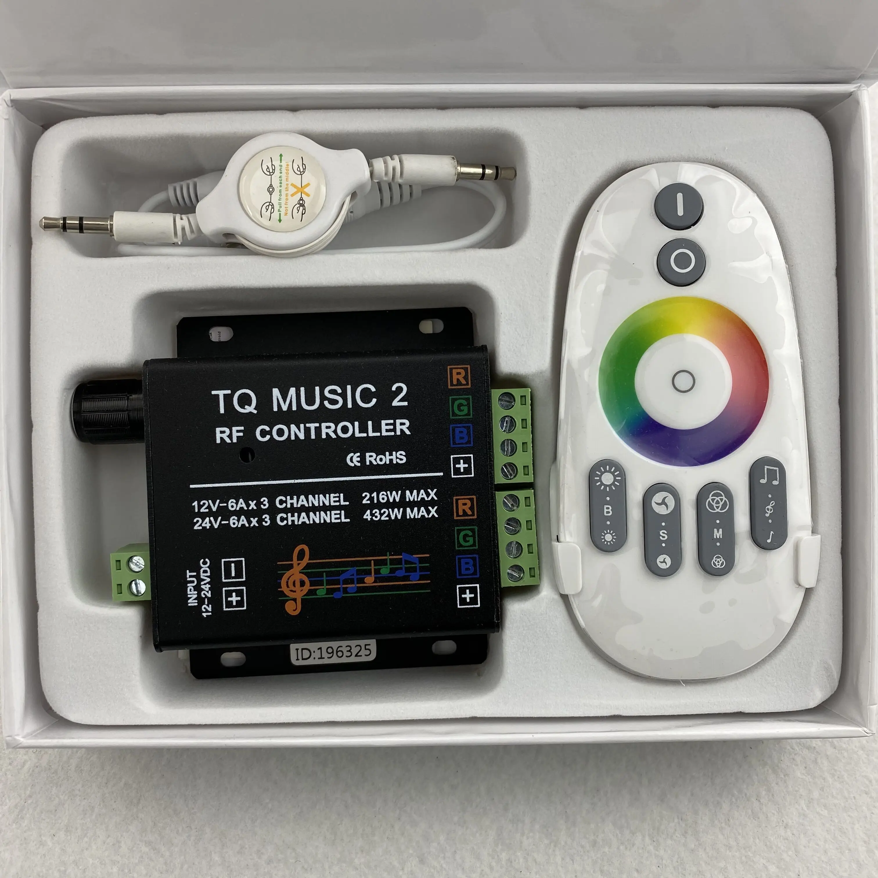 

TQ-MUSIC 2; LED RGB RF music controller;DC12-24V input;6A*3CH output