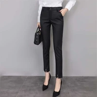 2019 spring womens suit pants office lady black womens cropped pants slim high waist feet casual pants