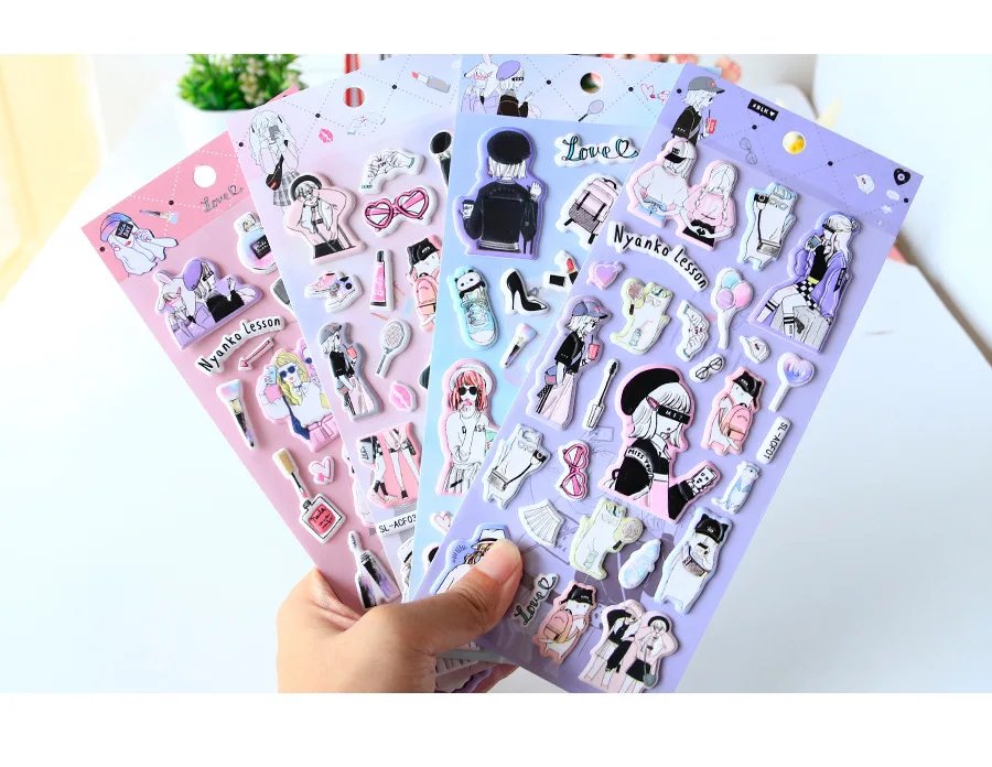 Kawaii мультяшная красивая девушка ежедневный макияж пены 3D декоративные канцелярские наклейки Скрапбукинг DIY Дневник этикетка-наклейка