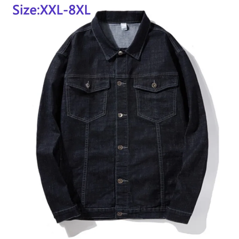 

Big denim jacket men's spring and autumn new embroidered loose and fat men's trend coat very large size XXL-6XL 7XL 8XL