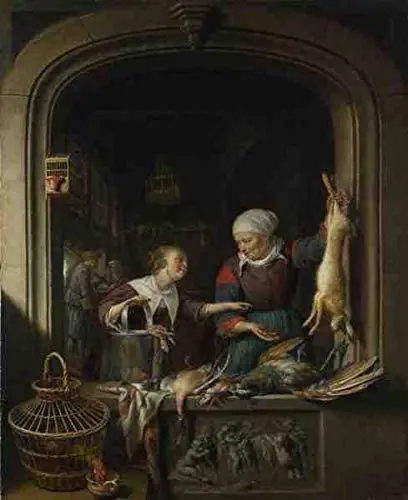 

Metal Sign Gerrit Dou A Poulterers Shop Metal Sign Coffee Shop Home Retro Wall Decoration Man Cave 12X16 inch