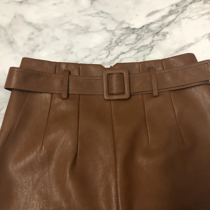 Юбка миди REALEFT из искусственной кожи элегантная юбка-карандаш с высокой талией и