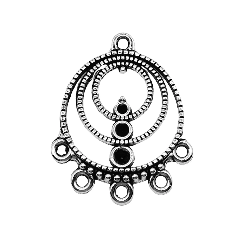 

6pcs Porous Charms Earring Connector Antique Silver Color Alloy Diy Jewelry Making Accessories 23x29mm