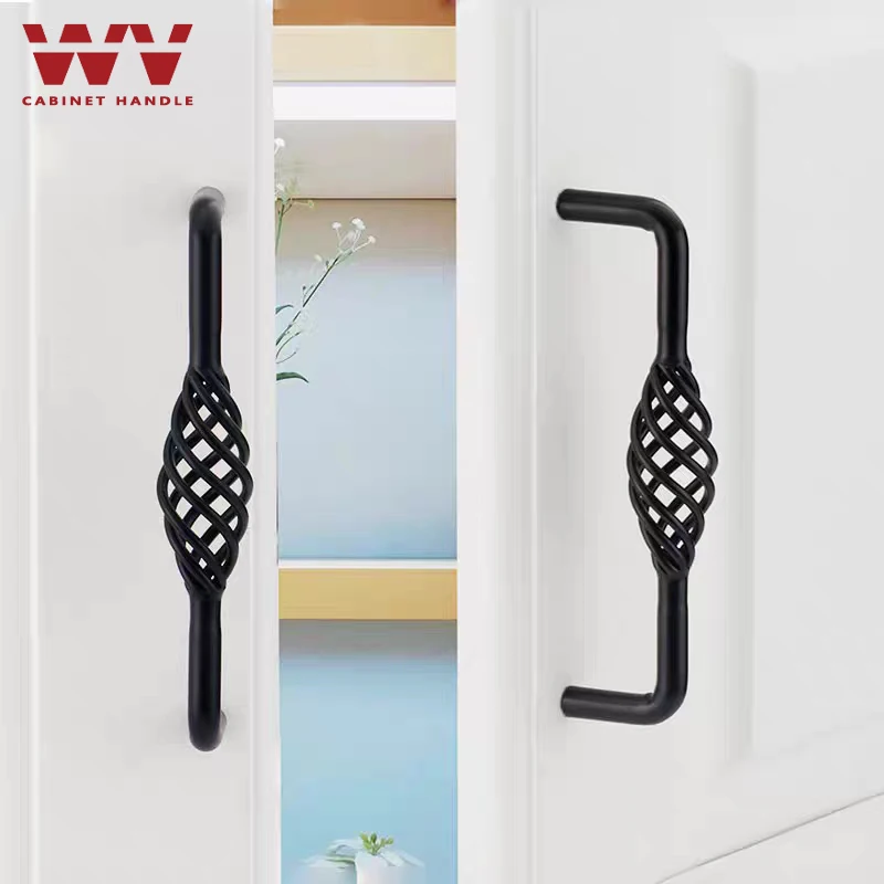 WV винтажные ручки шкафа пустотелая клетка античная бронза черный шкаф для