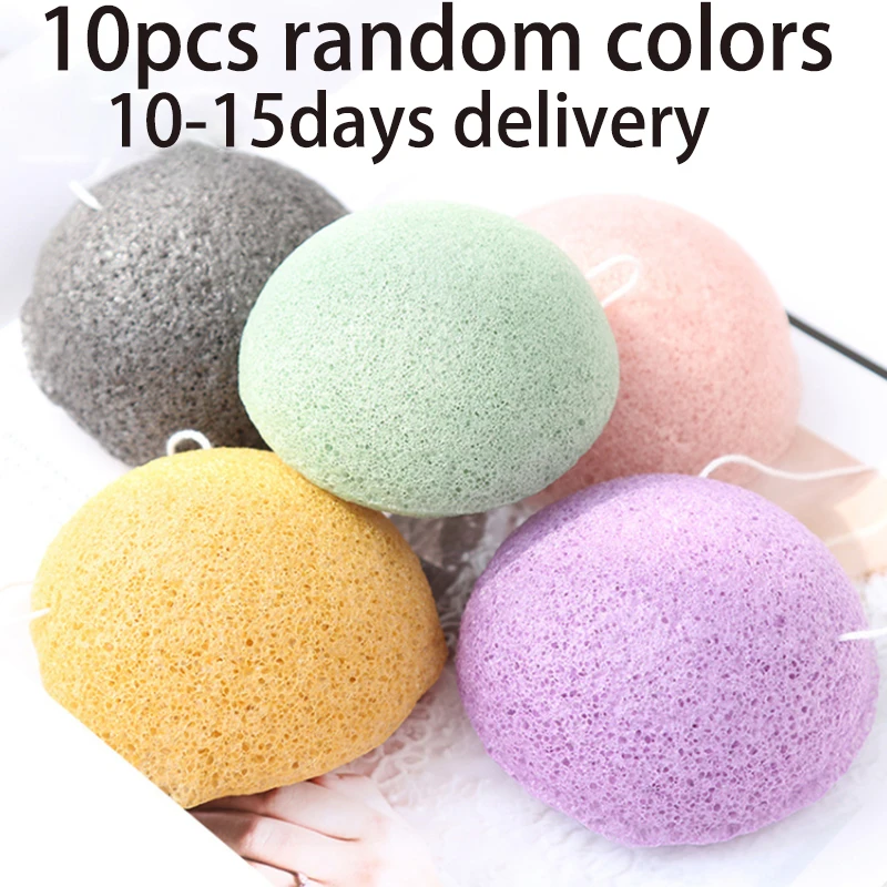 3/10pcs Exfoliator Cleanse Konjac Sponge Natural Konnyaku Puff Face Wash Cleaning Esponja Maquiagem Makeup |