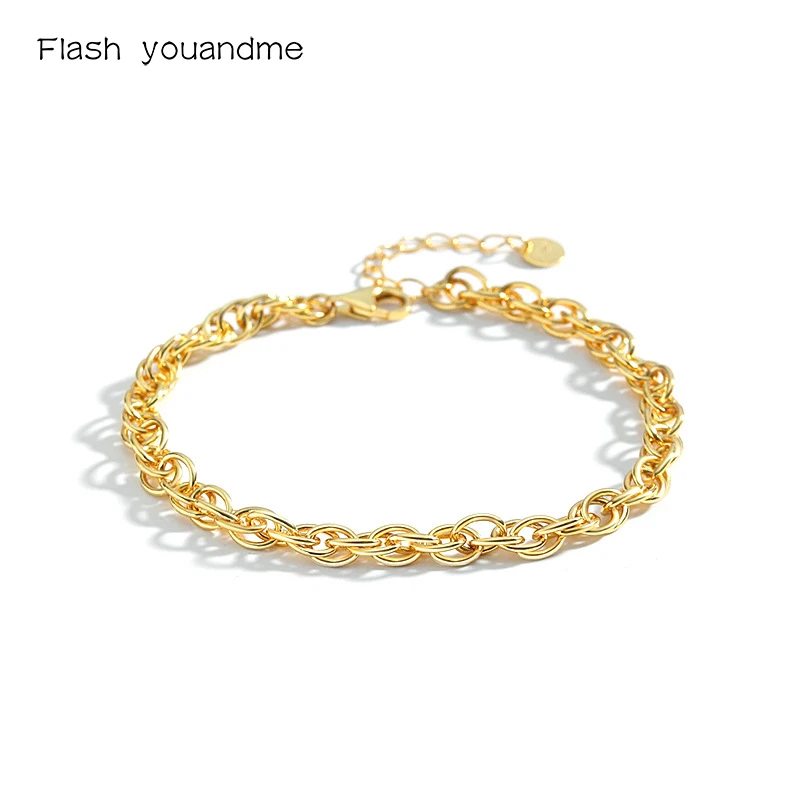 

Flash youandme Bracelet s925 Silver Temperament Weaving Chain Bracelets for Women Sterling Silver Jewelry Friendship Bracelets