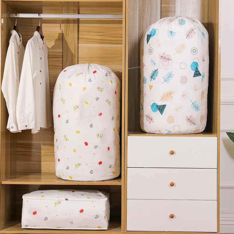 

NEW Waterproof Portable Clothes Storage Bag Folding Closet Pillow Quilt Organizer Blanket Large Capacity PEVA Drawstring Packing