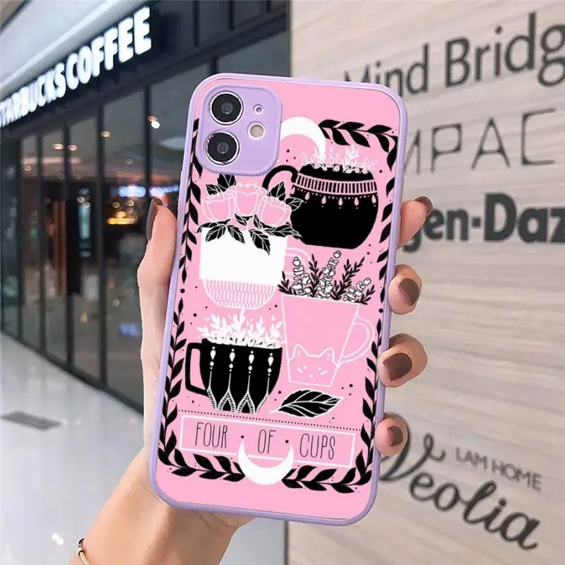 

Pink Witches moon Tarot Mystery totem Phone Case Matte Transparent for iPhone 7 8 11 12 s mini pro X XS XR MAX Plus cover funda