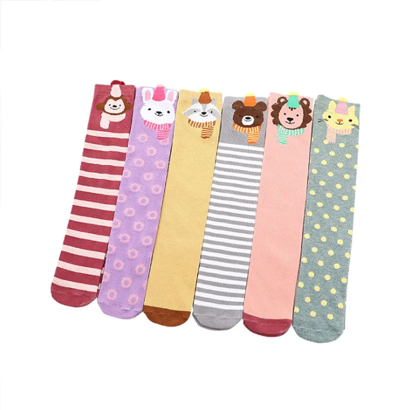 Носки до колен для маленьких девочек хлопковые милые Гольфы с изображением лисы