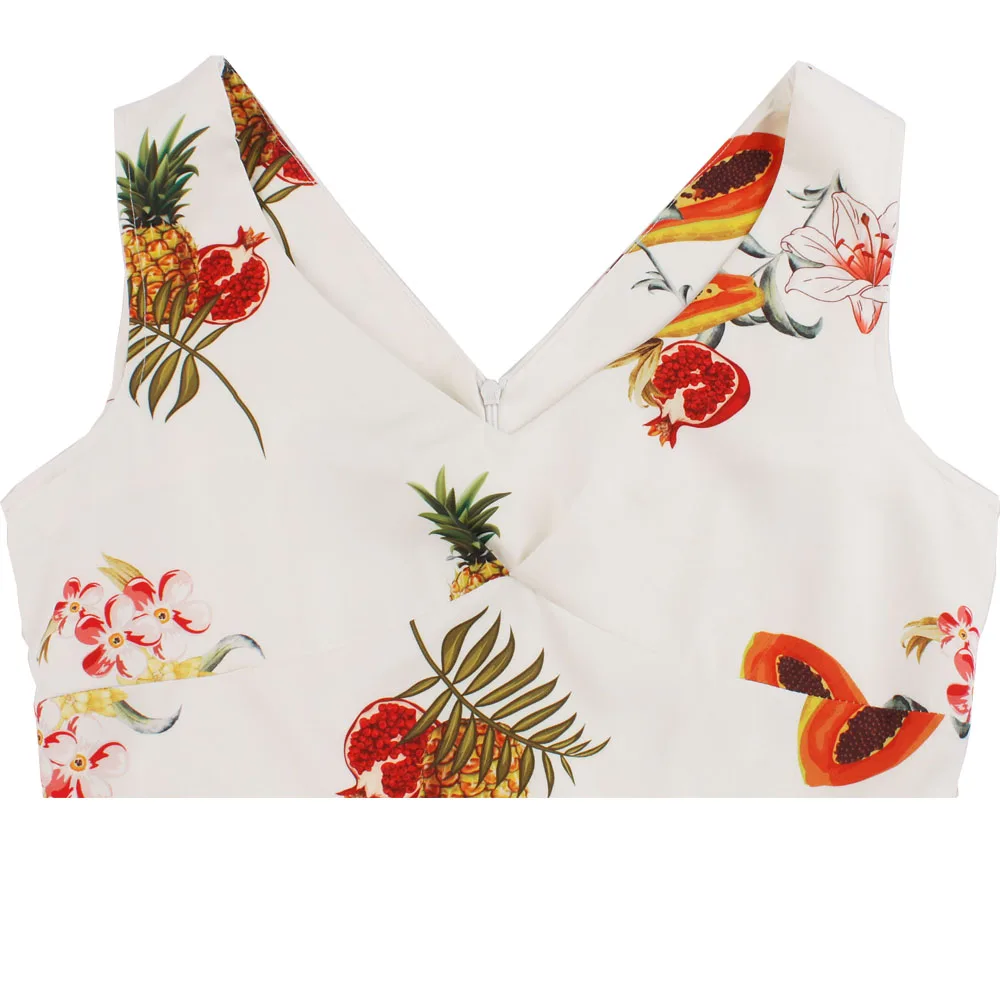 Платье без рукавов Одри Хепберн Летний стиль принт фрукт ананас Рождество 50s 60s