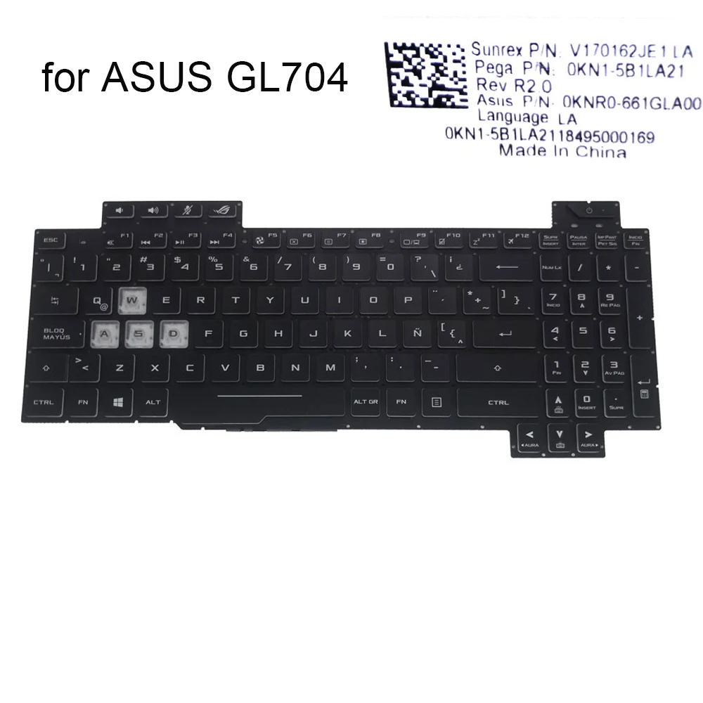

Latin GL704 backlit keyboard for ASUS ROG GL704GV GL704GM GL704GW LA computers notebook keyboards crystal keycaps 0KN1 5B1LA21