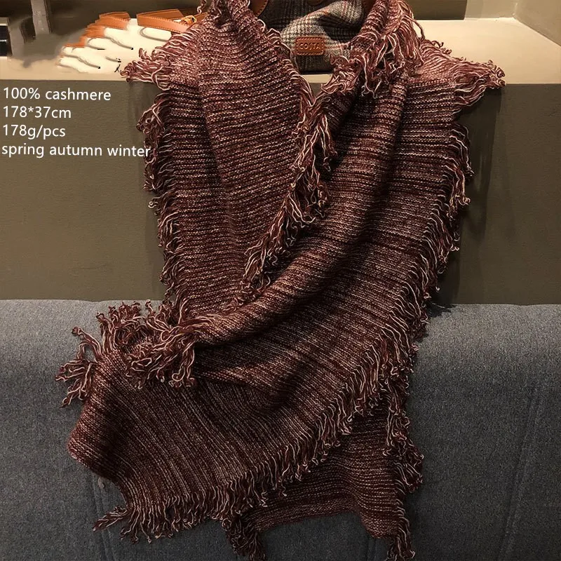 NAIZAIGA 100% Кашемировый шарф с бахромой толстый для влюблённых женщин серый длинный шарф девочки целый кашемировый шаль JRSM653 on.