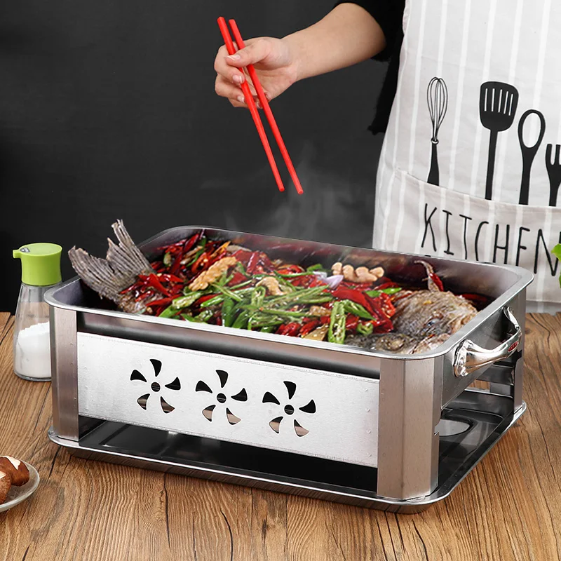 

Выдвижная плита для рыбы на гриле из нержавеющей стали, для дома, вечеринки, спиртовой уголь, барбекю, легкая для переноски, установка и чистка