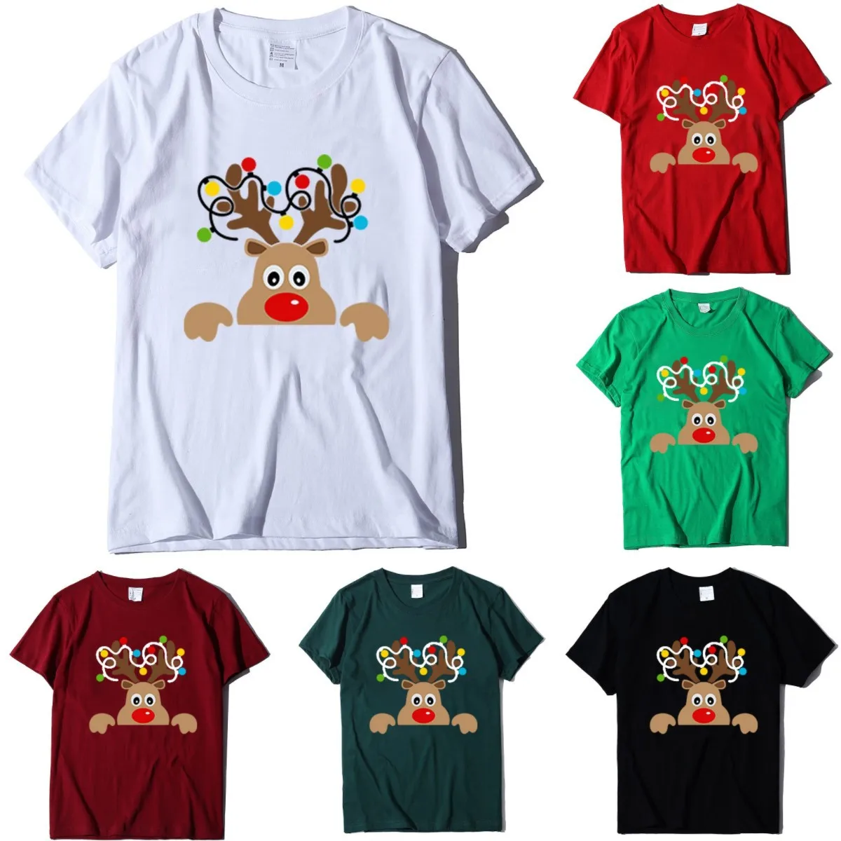 

Christmas T-Shirt Women Animal Face Trend Cartoon Tees Fashion Happy Christmas Holiday Female Winter Tops Tshirt Clothes