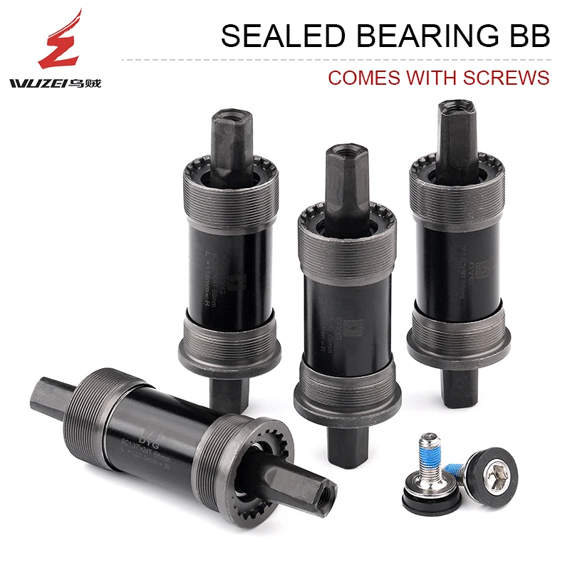 

WUZEI Square Hole Crank Axis Bottom Bracket 68mmx118mm 120mm 122.5mm 124.5mm 127.5mm Mountain Bike BSA BB Road Bicycle Parts
