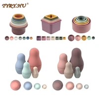 tyry hu baby toys silicone building block silicone teether stacked cup bear cat matryoshka soft block educational montessori toy