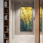 Современная Картина на холсте, Постер и печать для гостиной, домашняя декоративная большая картина на стену с золотыми листьями