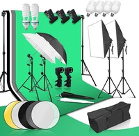 photography photo studio softbox lighting kit 23m backdrop support 135w bulb green background tripod stand reflector umbrella