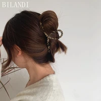 bilandi elegant leopard print shark clip hollow square geometric hair clip crab hair claws for women girl hair accessories