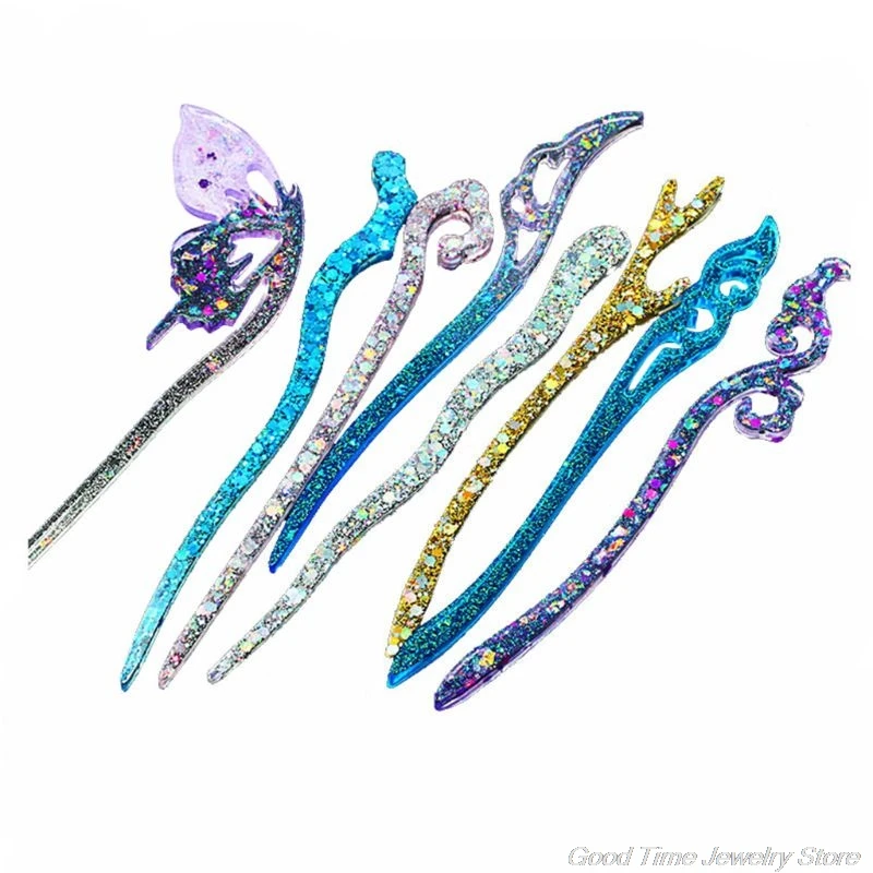 

Transparent Hairpin Silicone Special Mould For Resin Real Flower DIY Hair Making Mold Epoxy Resin Molds J27 21 Dropshipping