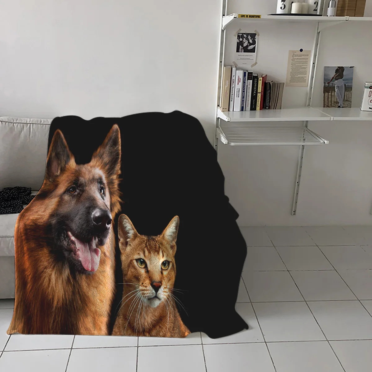Dog Cat Animal Background Foil Good-Looking Foot Color Coral Fleece Fuzzy Blankets on Bed Throws Bedsheet for Kids Girls | Дом и сад