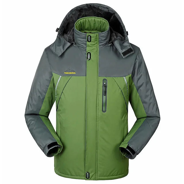 30 C FIT плюс толстый бархат вниз& парка пальто 6XL 7XL 8XL 9XL зимняя куртка мужская водонепроницаемая ветрозащитная chaquetas hombre - Цвет: Green1588