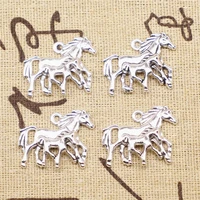 charm for making jewelry pendants antique silver color mother and child horse 28x23mm 5pcs