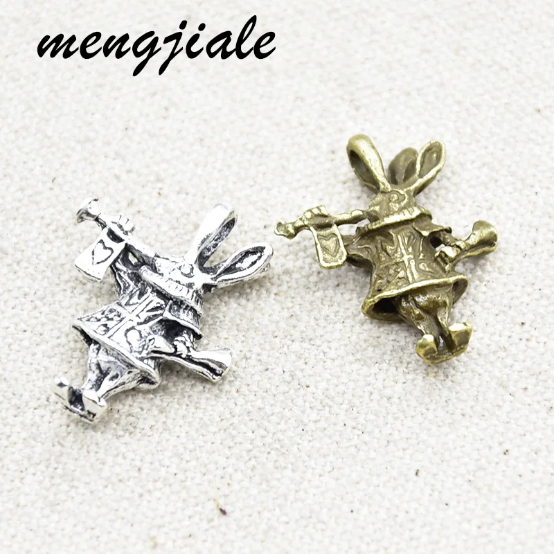 

4pcs Wholesale Two Color Rabbit Charms Zinc Alloy Metal Animals Pendants For DIY Handmade Jewelry Accessories Making 27*23mm