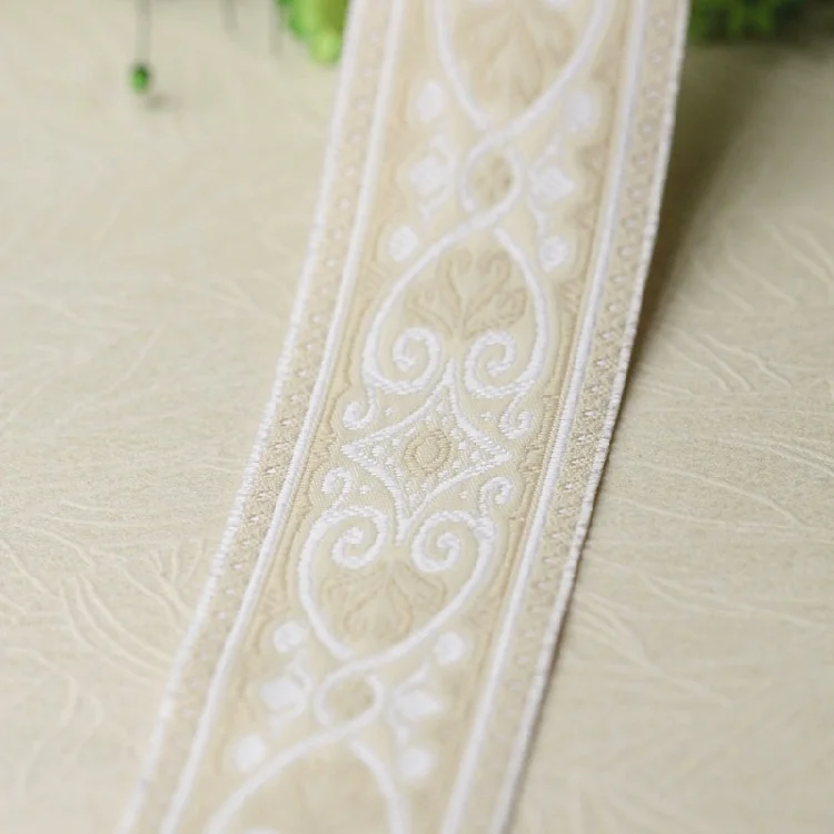 

3.2cm wide 3meters/lot National Ribbon Tape Lace Webbing Retro Beige Customs Clothing Patchwork Decoration Accessories X1039