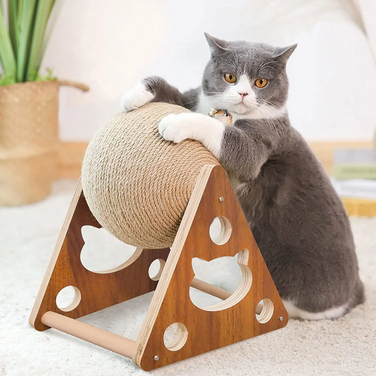 

Cat Scratcher Toy Wood Pet Toy Kitten Sisal Rope Ball Board Pet Furniture Protector Cats Climbing Frame Interactive Game for Cat
