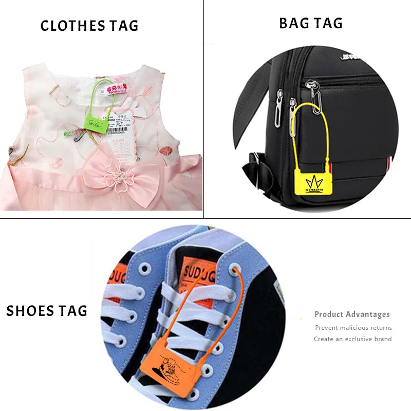 1000 шт. индивидуальные этикетки для одежды бирки одноразовый Замок пластиковая