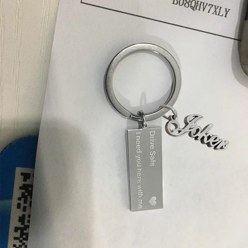 

Personality A-Z 26 Letter With Custom Name Drive Safe I need you here with me For Men Women Keychain Trinket Car Key Ring Gift